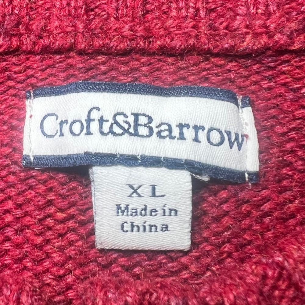 Croft & Barrow Womens Size XL Vintage Style Snowman Zip Cardigan Sweater Red - Picture 4 of 11